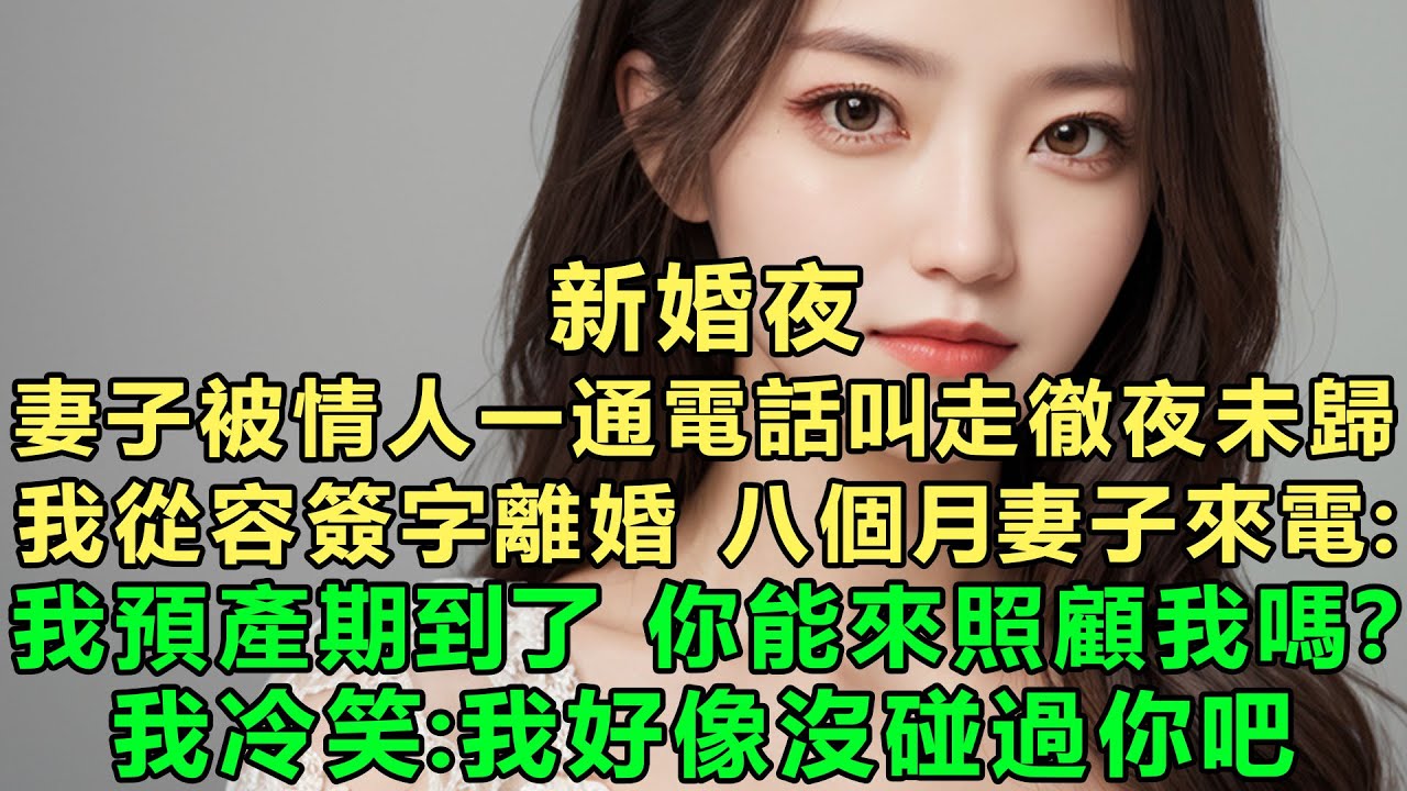 新婚夜，妻子被情人一通電話叫走徹夜未歸，我從容簽字離婚，八個月妻子來電：我預產期到了，你能來照顧我嗎？我冷笑：我好像沒碰過你吧