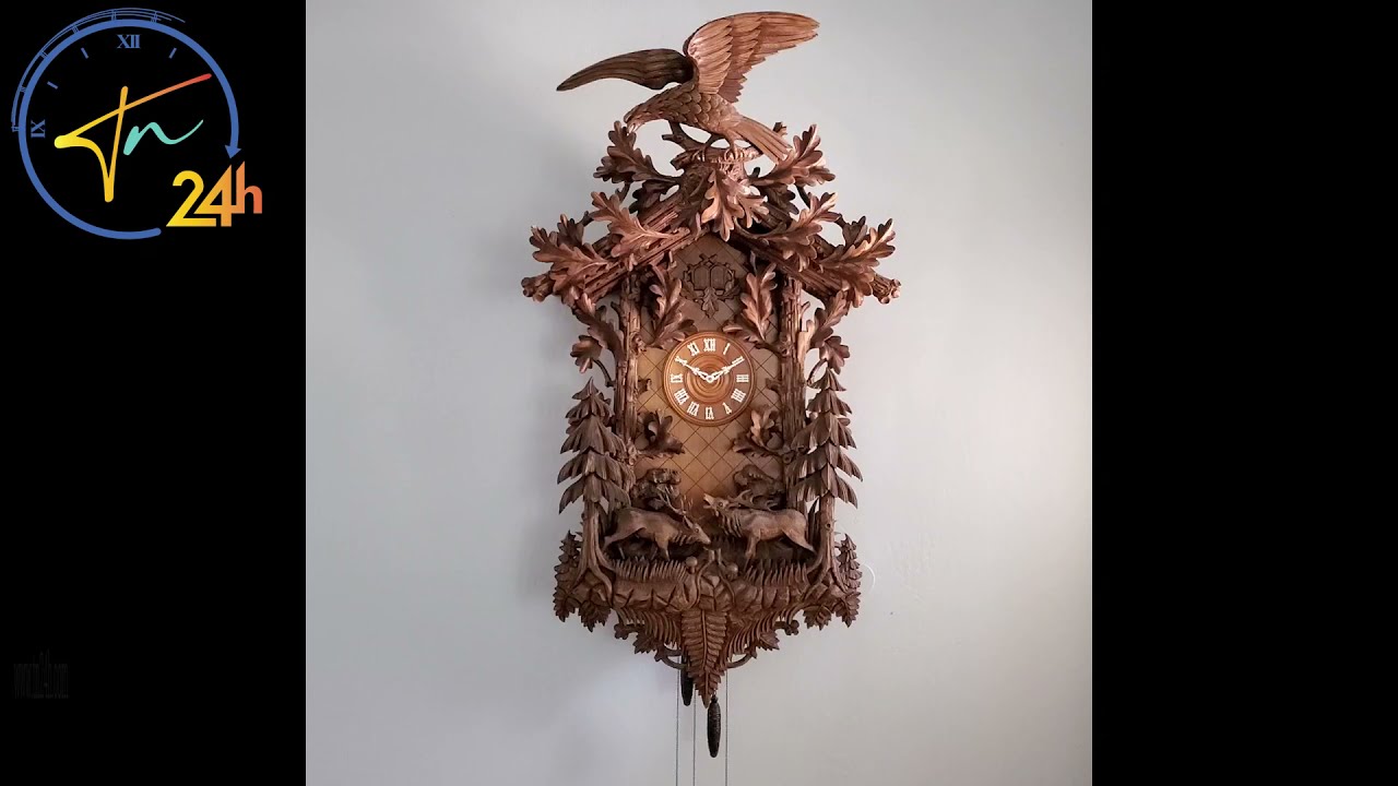 Large One Day Black Forest Musical Cuckoo Clock with Beautiful Hand Carved Wooden