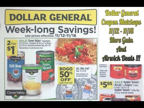 Dollar General Coupon Matchups 11/12-11/18    $1.95 Tide and $1.95 Bounce this week !!!