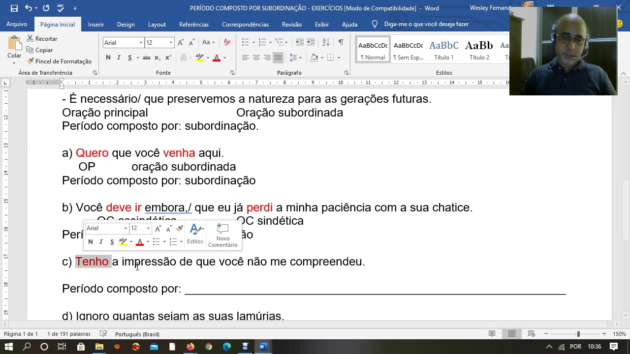 Período Composto Por Subordinação Exercícios - RETOEDU