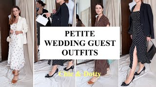Wedding Guest Outfit Ideas | Petite Polka Dot Dress | Petite dresses wedding guests