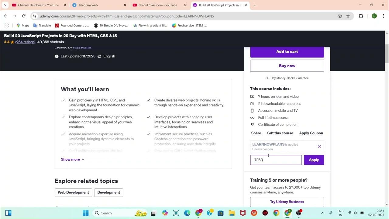 Providing Free Udemy Course - Build 20 JavaScript Projects in 20 Day ...