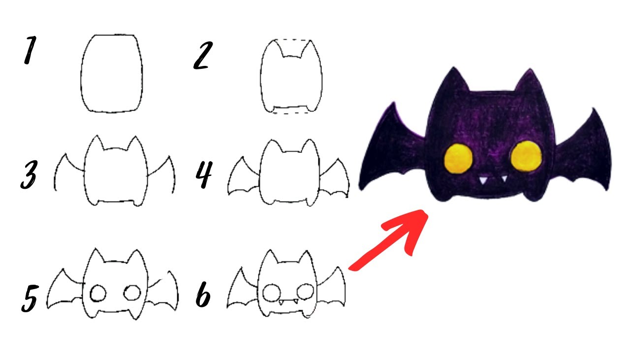 DESENHAR MORCEGO FÁCIL [DESENHOS DE HALLOWEEN] - HOW TO DRAW A BAT EASY [ HALLOWEEN DRAWINGS] 