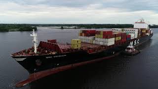 Aerial Drone Video Of Cargo Ship Msc Vidisha R Delaware River Philadelphia
