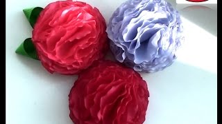 МК пышных цветов. Канзаши. Цветы из лент и ткани. DIY Bulk flowers from ribbons