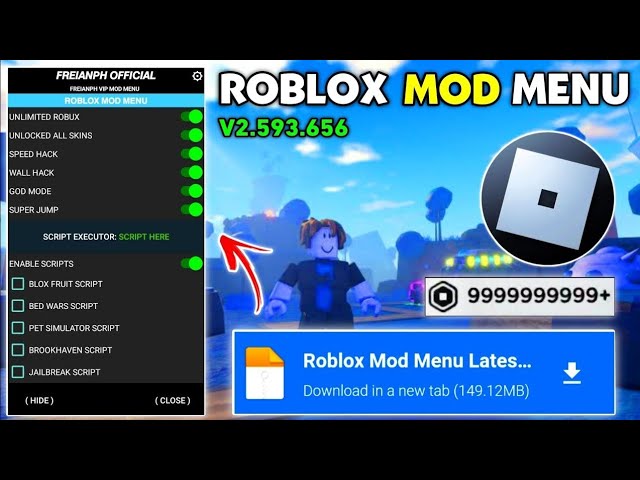 roblox mod menu Lastest Version v2.593.656  Roblox free unlimited robux  2023 mediafıre Download 