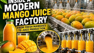 Inside a Modern Mango Juice Factory | Full Factory Process From Fresh Mangoes to Juice