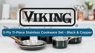 Viking Matte Black Tri-Ply Cookware Set - 11 Piece Copper Handles – Cutlery  and More