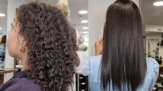 Japanese hair straightening, afro hair client ,before and after #yukohair #shorts