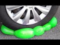 Crushing Crunchy &amp; Soft Things by Car! - EXPERIMENT: GREEN SLIME VS CAR