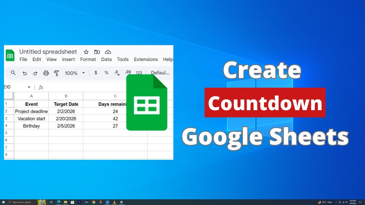 How to Create a Countdown Formula in Google Sheets