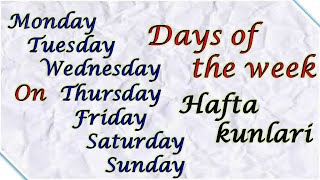 Days of the week - Hafta kunlari
