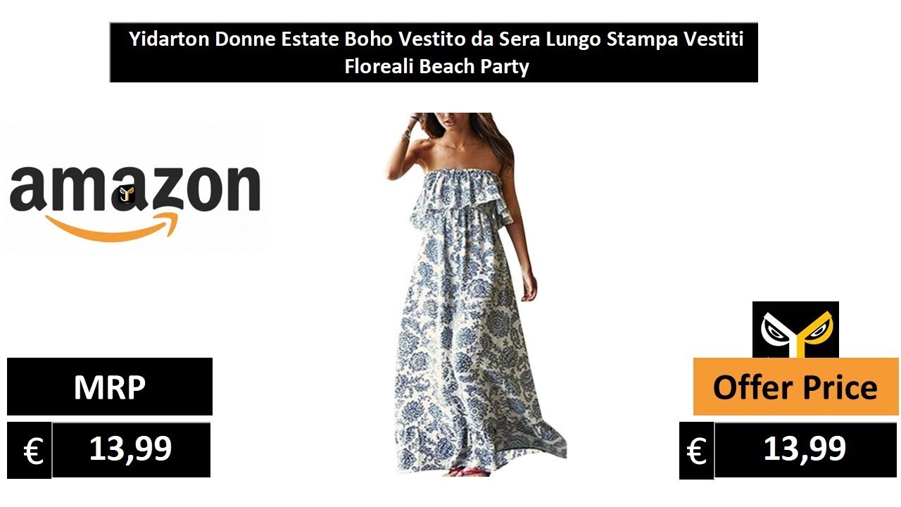 Yidarton Donne Estate Boho Vestito da Sera Lungo Stampa Vestiti Floreali Beach Party