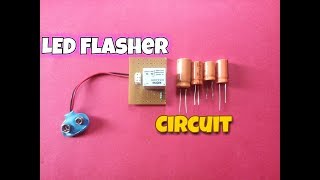 Simple LED Flasher Circuit With Change Capacitor Value Facility..Relay Oscillator as Led Flasher..