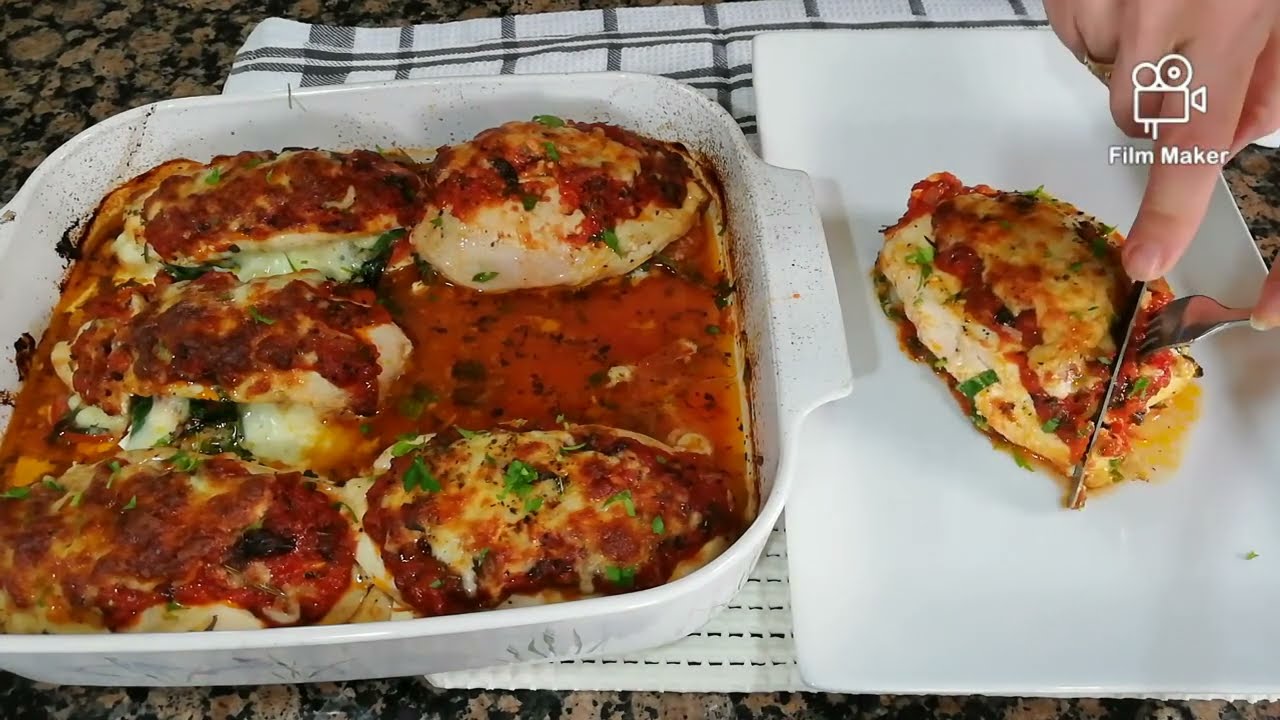 Κοτόπουλο φιλέτο γεμιστό με Φέτα και Σπανάκι!-Chicken filled with feta.