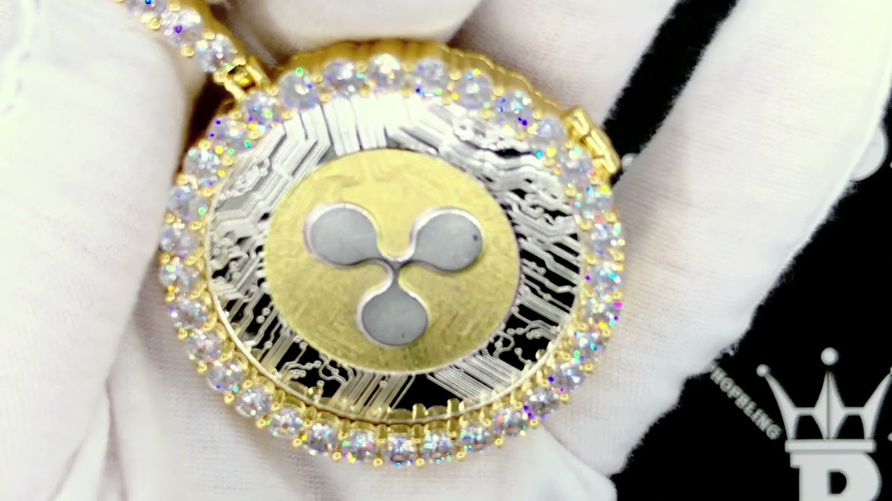 Ripple XRP Coin Iced Out Frame Pendant Gold/Silver | Crypto Bling Bling  Jewelry