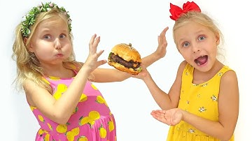 Alice and Dad pretend play Simple Rules of Good Behavior for Children