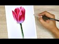 Tutoriel aquarelle tulipe rose de 5 minutes  peinture aquarelle pour dbutant tape par tape