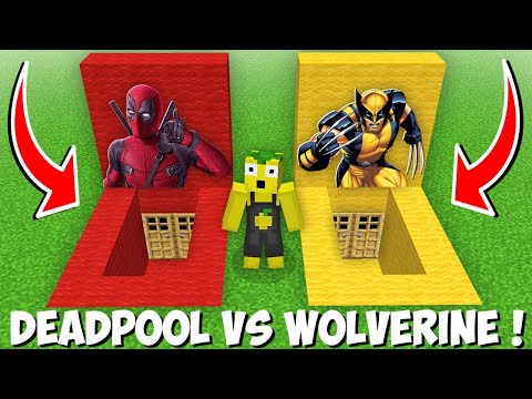 SURVIVE in SECRET DEADPOOL VS WOLVERINE BASEMENT in Minecraft ! MARVEL HOUSE !
