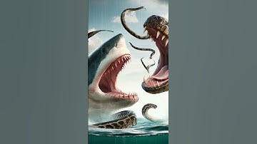 Epic Battle: Giant Python vs Megalodon! Who Will Win? #aiwildlife #dinosaur #aiart #viralvideo