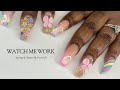 Easter/Spring Freestyle with 3D Butterfly Nail Art &amp; Flower Charms 🌸✨