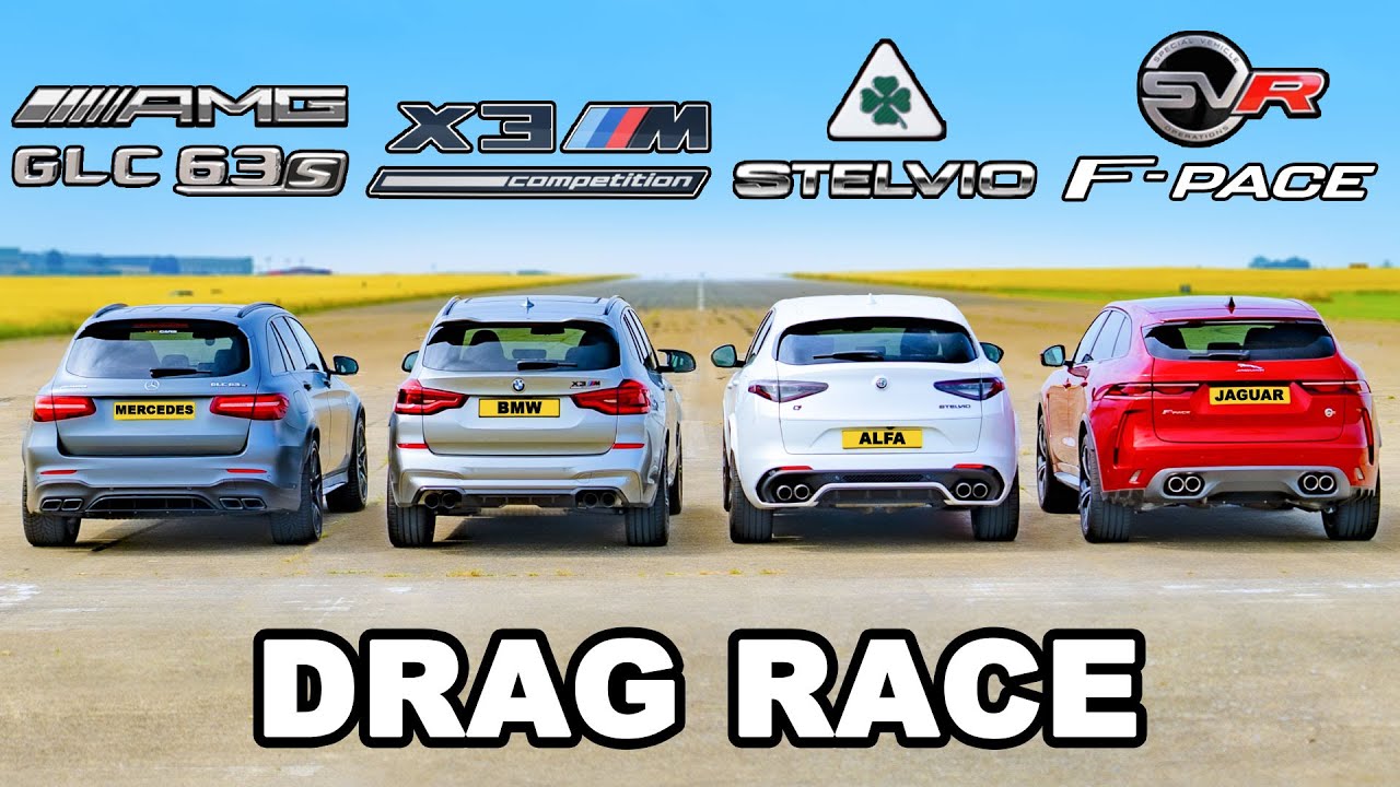 ⁣BMW v AMG v Alfa v Jaguar: SUV DRAG RACE