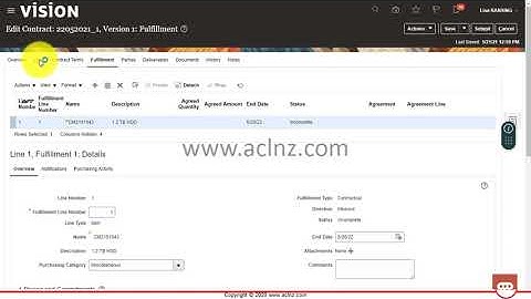 How to add fulfillment lines to Contracts in Oracle Fusion Enterprise Contracts Cloud? (On Rel 21B)