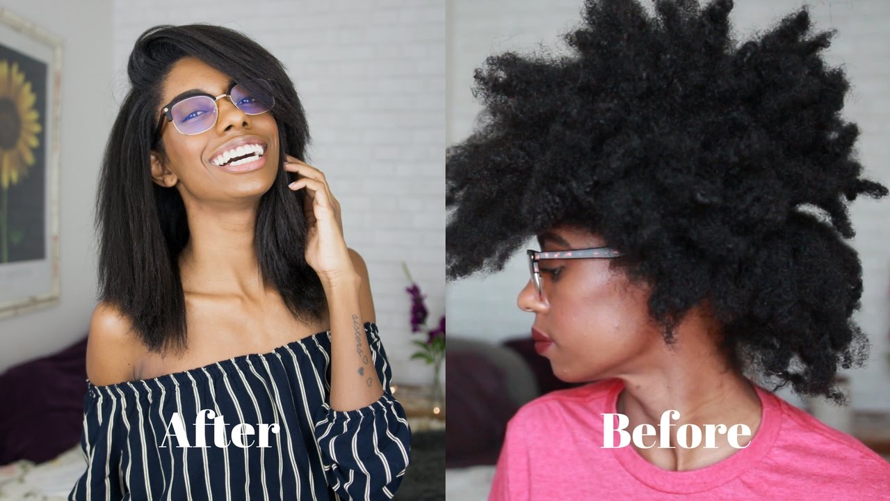 Flat Iron Natural Kinky Hair Silky Straight YouTube