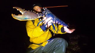 MONSTER MALE LOBSTER FORAGED - Catch & Cook ! Foraging Extreme Low Tides at Night