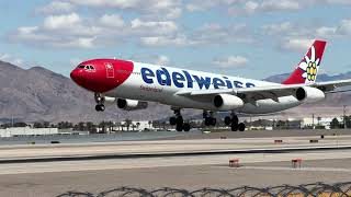 Compilation: Edelweiss Airbus A340 arriving & departing Las Vegas