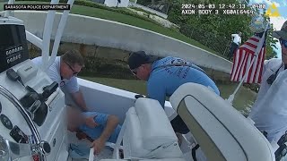 Officer stops rogue boat, rescues man lying face-down in blood on deck