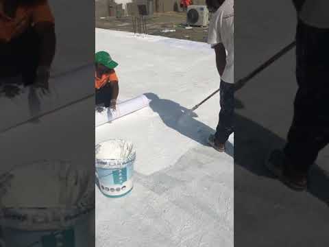 تنفيذعازل مائي وحراري علئ سطح اسمنتي دهان كول رووف