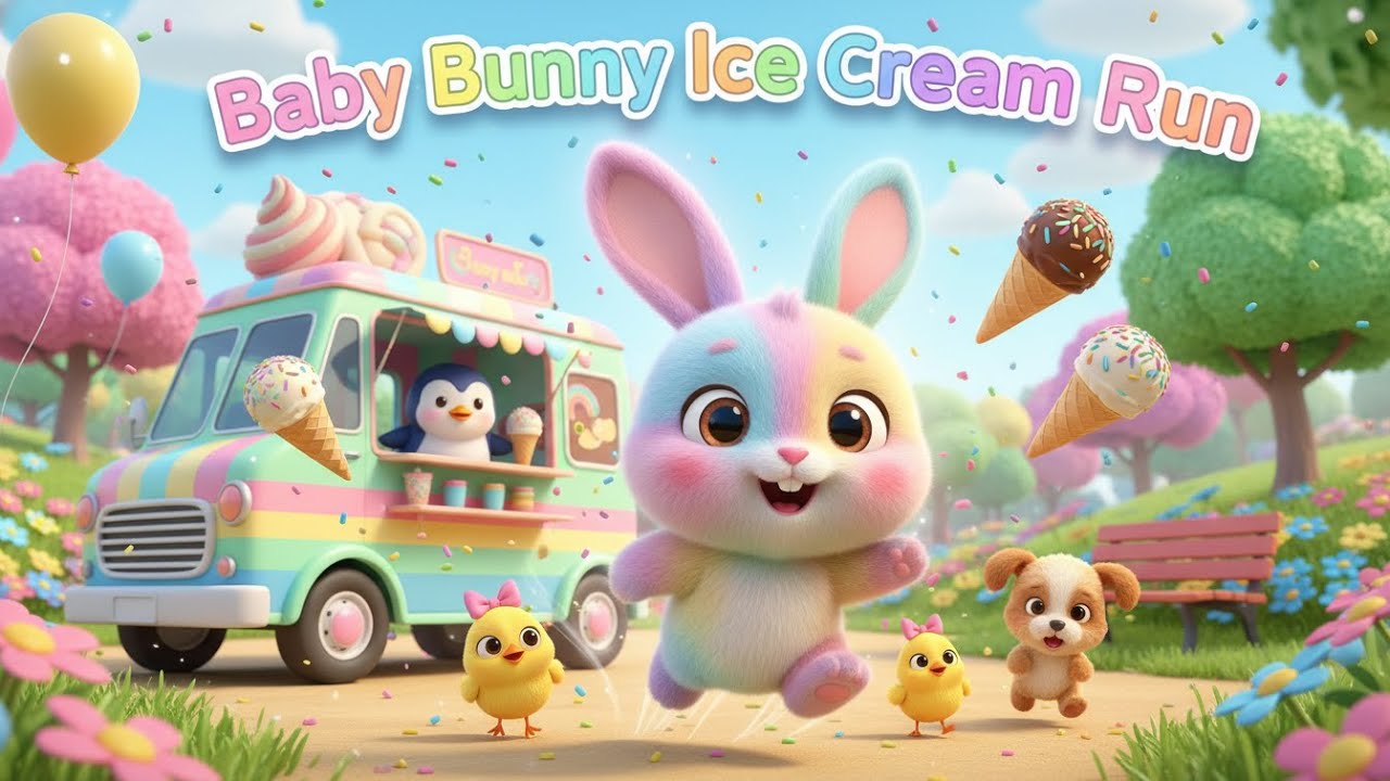 Baby Bunny Ice Cream Run – Nursery Rhyme, Toddler Learning, Sweet Treat Fun, and Playful Adventure