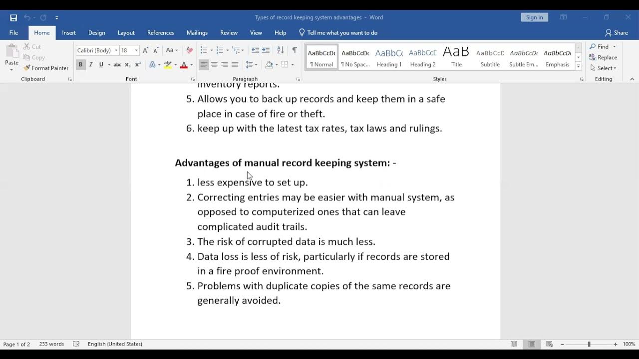 Advantages of record keeping system YouTube