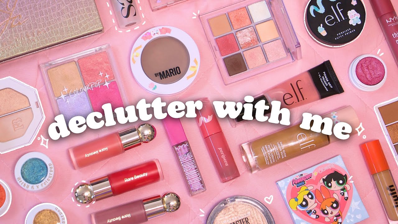 HUGE makeup declutter 👋🏾 saying bye to 72 products (swatches + mini reviews)