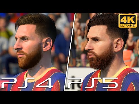 PS5 Vs PS4 Graphics Comparison - FIFA 21 Next Gen Vs Old Gen - FC Barcelona Faces! (4k)