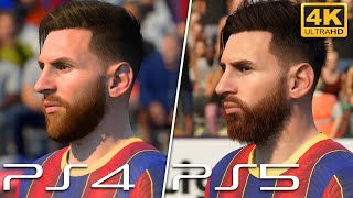 PS5 vs PS4 Graphics Comparison - FIFA 21 next gen vs old gen - FC Barcelona faces! (4k)