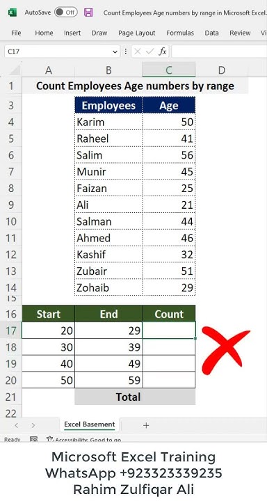 Count Employees Age numbers by range in Microsoft #excel #shorts - YouTube