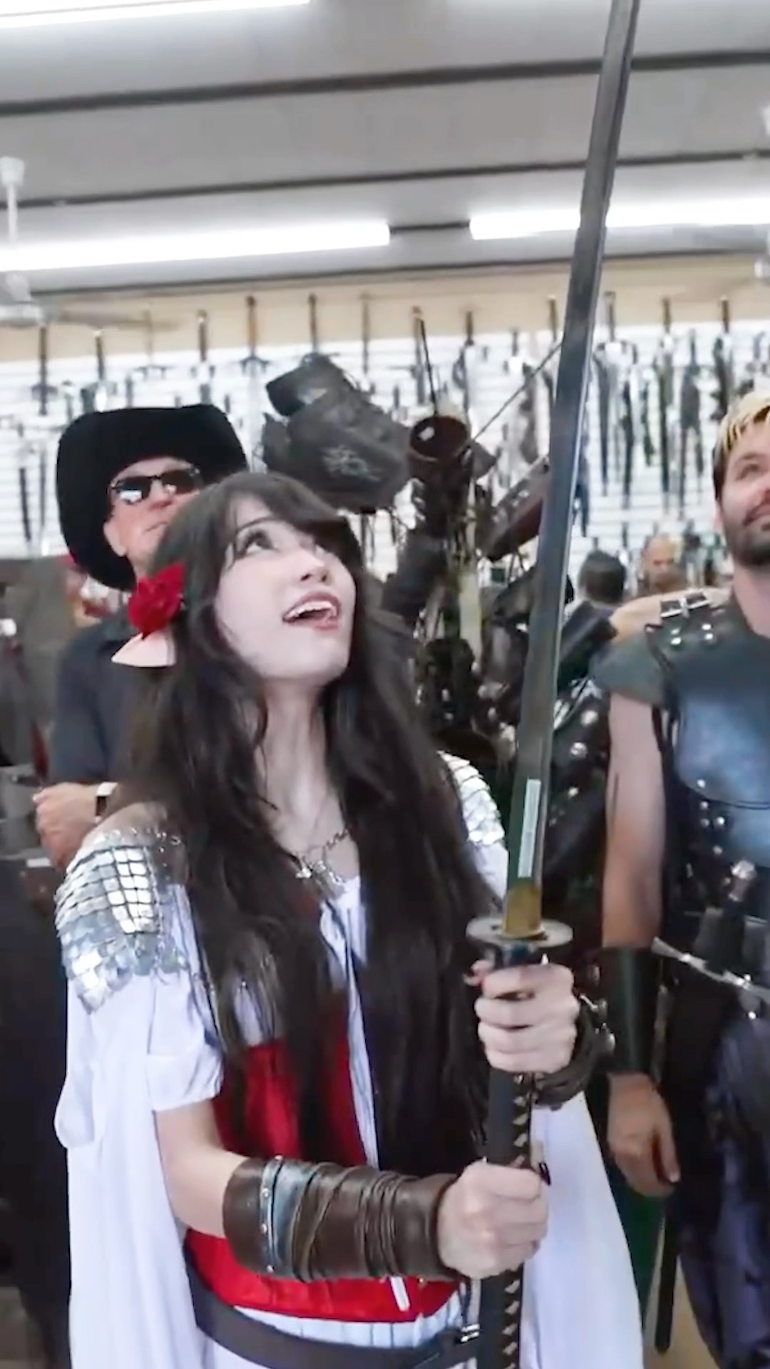 Emiru Holds GIANT Japanese Sword - YouTube