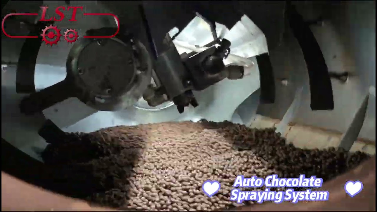 How to coat puffed rice balls with chocolate by LST Rotary Drum Fully Automatic Coating Machine