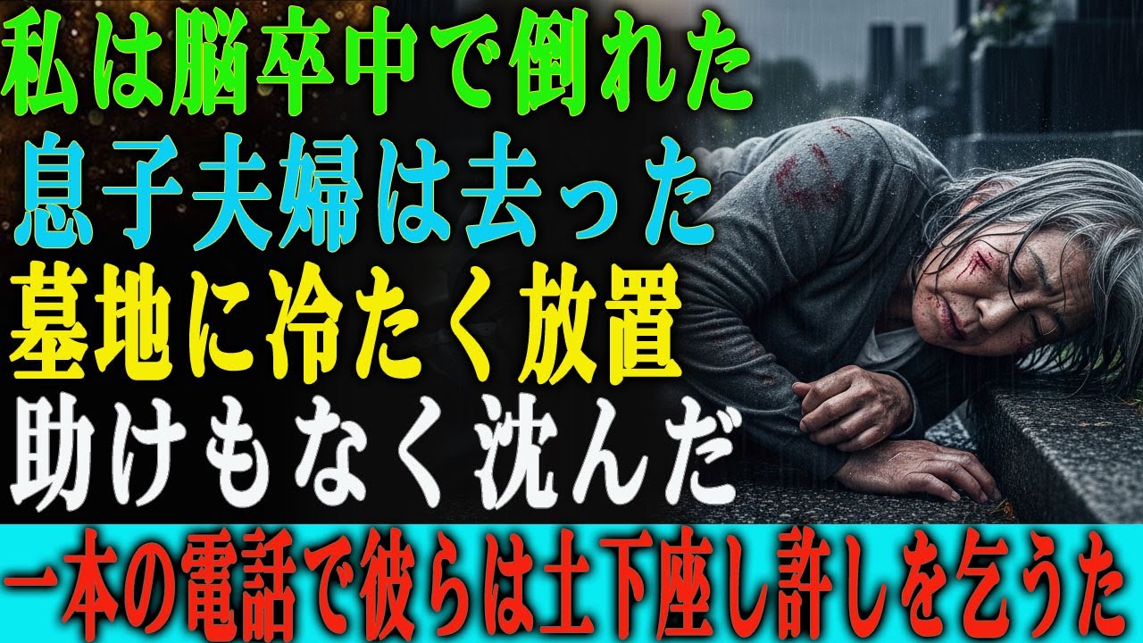 「早く片付けてしまおう」 脳卒中で倒れた私を共同墓地に置き去りにし、海外旅行へ出た息子と嫁。 しかし――たった一本の電話で、彼らは震えながら謝罪し、土下座した。