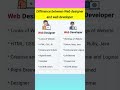 Web designer course | web developer course | difference between Web designer and web developer