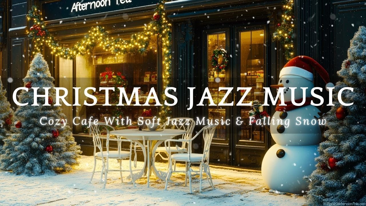 Cozy winter cafe space with soft jazz music and gentle snowfall ☕ Jazz ...
