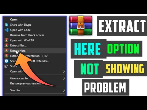fix extract here option not showing problem, extract here option not showing in pc