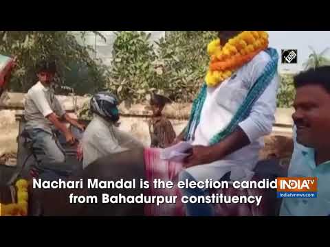 Watch: Independent candidate rides on buffalo to file nomination in Darbhanga