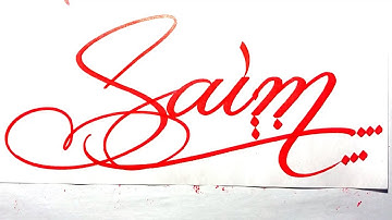 Saim Name Signature Calligraphy Status | How to write with Cut Maker  #calligraphy #cursive