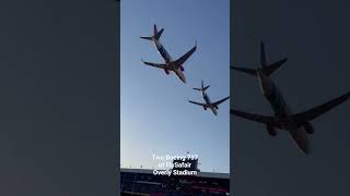 Boeing 737 #Flysafair formation flight over Loftus Verfeld Stadium #aviation #airplane