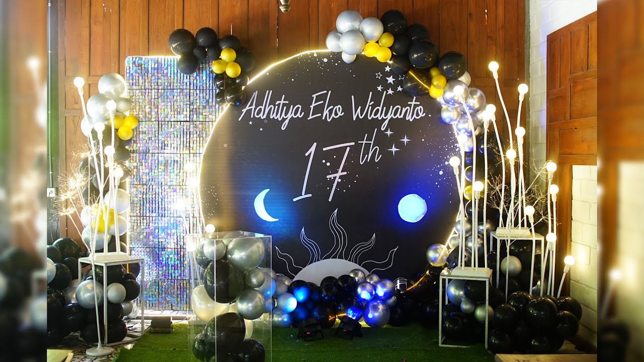 INSPIRASI / TUTORIAL / CARA MEMBUAT DEKORASI SWEET SEVENTEEN TEMA HITAM