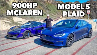 Tesla Model S Plaid Vs 900hp Mclaren RACE!