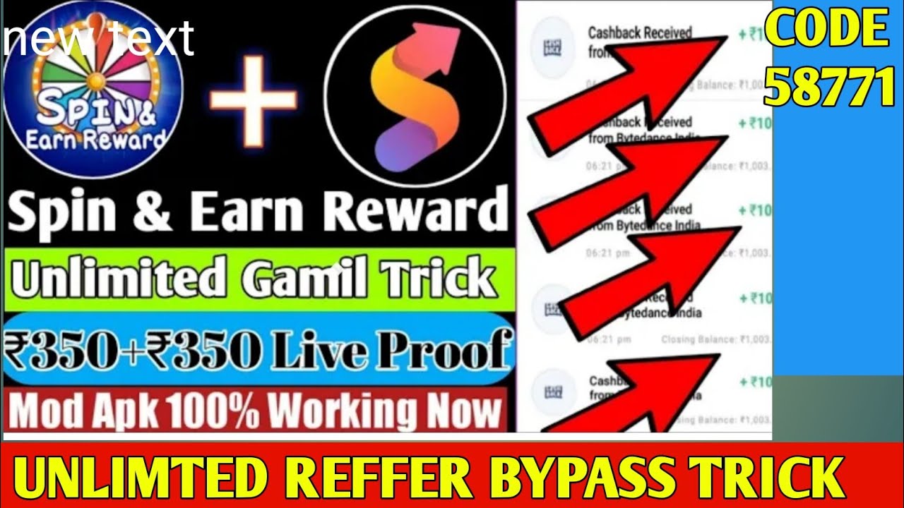 ₹350+₹350+₹350 Spin & Earn Reward App Unlimited Refer Trick Spin & Earn Reward Unlimted Reffer Trick